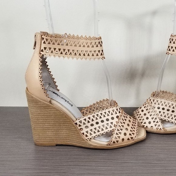 Jeffrey Campbell Besante Strappy Wedge Sandal, Tan Leather, Womens Size 6.5 M - Picture 7 of 11